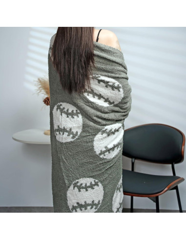 Manta Suave GY con Patrón de Béisbol 127x152cm Gris Oscuro