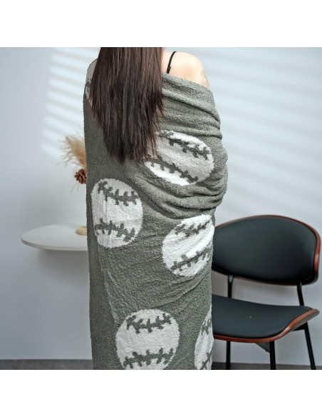 Manta Suave GY con Patrón de Béisbol 127x152cm Gris Oscuro