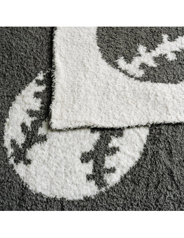 Manta Suave GY con Patrón de Béisbol 127x152cm Gris Oscuro