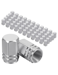 50 Tapones de Válvula de Neumático Sorcristy Plata Hexagonal