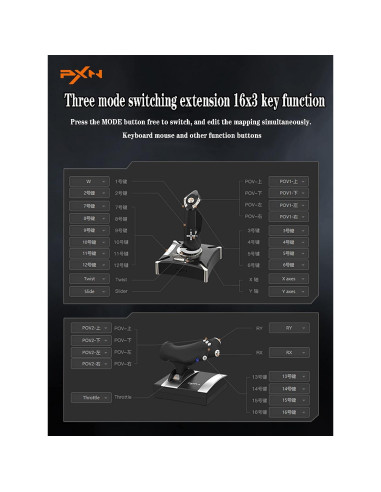 Joystick de vuelo PXN-2119Pro con vibración para PS4/PC