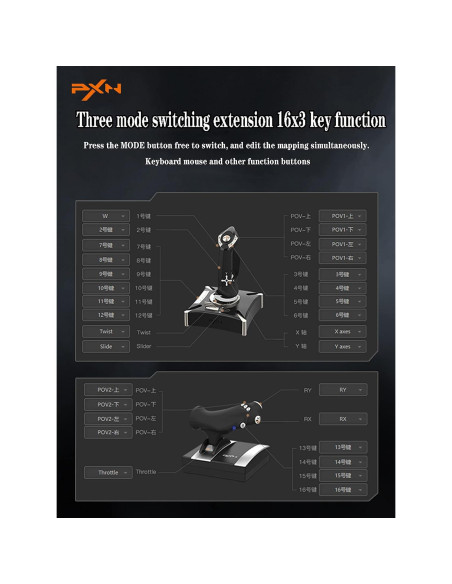 Joystick de vuelo PXN-2119Pro con vibración para PS4/PC