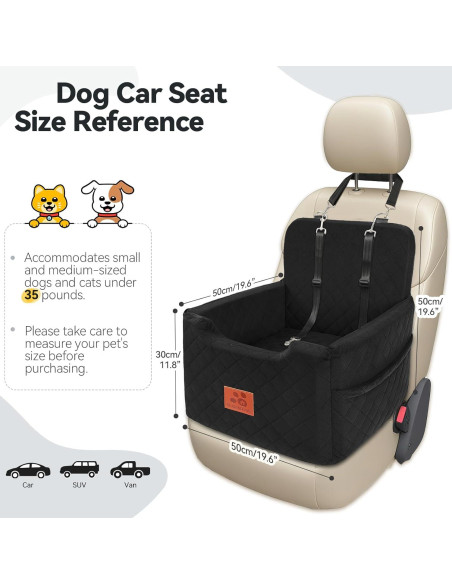Asiento de Coche Elevado para Perros GL GLENSLAVE Negro 50x50 cm