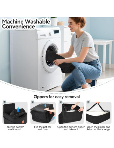 Asiento de Coche Elevado para Perros GL GLENSLAVE Negro 50x50 cm