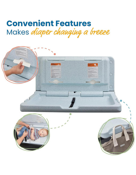 Cambiador de Bebés Montado en Pared ECR4Kids Azul/Gris