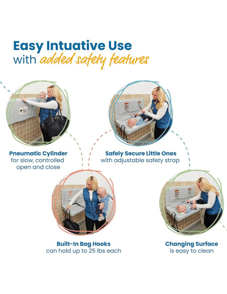 Cambiador de Bebés Montado en Pared ECR4Kids Azul/Gris