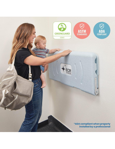 Cambiador de Bebés Montado en Pared ECR4Kids Azul/Gris