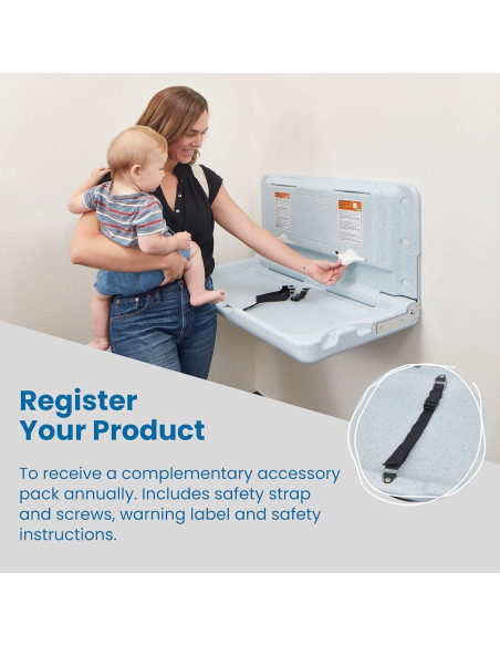 Cambiador de Bebés Montado en Pared ECR4Kids Azul/Gris