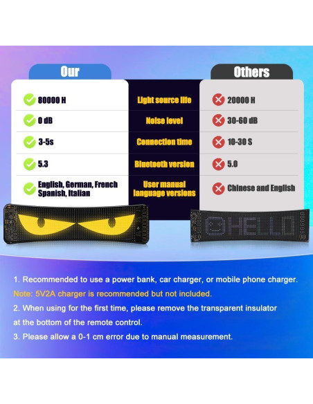 Ojos LED para Parabrisas de Coche DJWFARR 35cm Luz Diablo