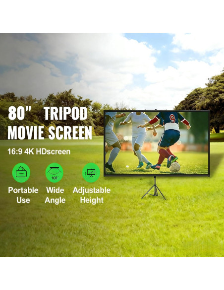 Pantalla de Proyección Portátil 80" 4K TWJouko con Trípode