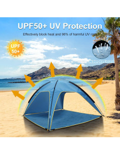 Tienda de Playa Zorpupoa 2.1x2.1m para 4-6 Personas UV 50+ 2