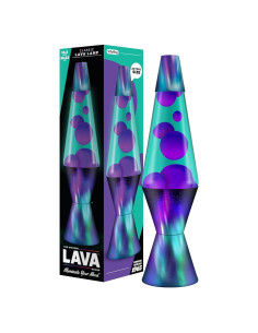 Lámpara LAVA Aurora Borealis 2047, cera morada, líquido verde