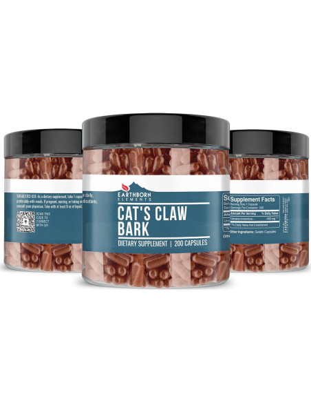 Corteza de Uña de Gato Earthborn Elements 200 Cápsulas Puras