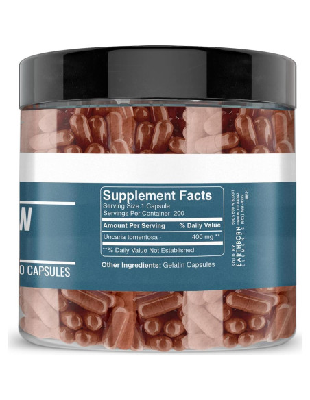 Corteza de Uña de Gato Earthborn Elements 200 Cápsulas Puras