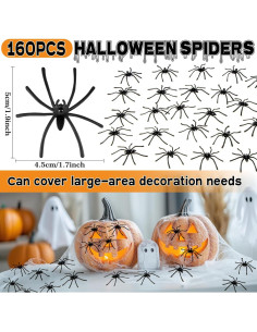 160 Arañas Falsas de Plástico RAINFLOW para Halloween 2