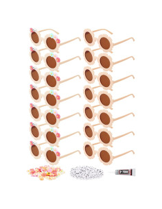 Dunzy Gafas de Sol Redondas de Flores DIY 14 Pcs para Niñas