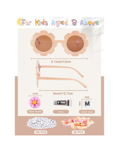 Dunzy Gafas de Sol Redondas de Flores DIY 14 Pcs para Niñas 2
