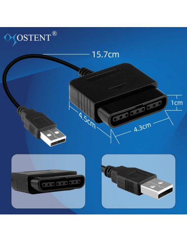 Adaptador USB OSTENT para Controlador PS1/PS2 a PC