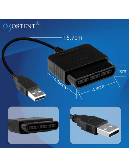 Adaptador USB OSTENT para Controlador PS1/PS2 a PC