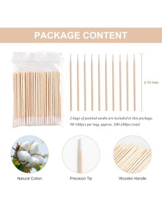 200 Hisopos de Algodón Punta Afilada SUTOKAKA 6.78 cm 2