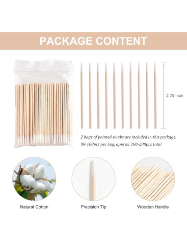 200 Hisopos de Algodón Punta Afilada SUTOKAKA 6.78 cm