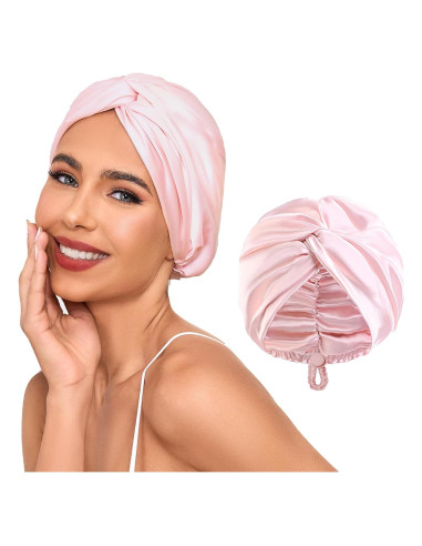 Bonete de Seda Satinada Ajustable Baqzqudnl - Rosa Unisex