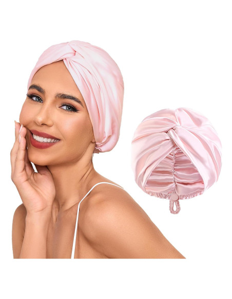 Bonete de Seda Satinada Ajustable Baqzqudnl - Rosa Unisex