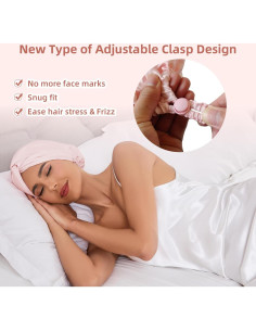 Bonete de Seda Satinada Ajustable Baqzqudnl - Rosa Unisex 2