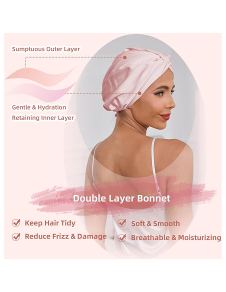 Bonete de Seda Satinada Ajustable Baqzqudnl - Rosa Unisex