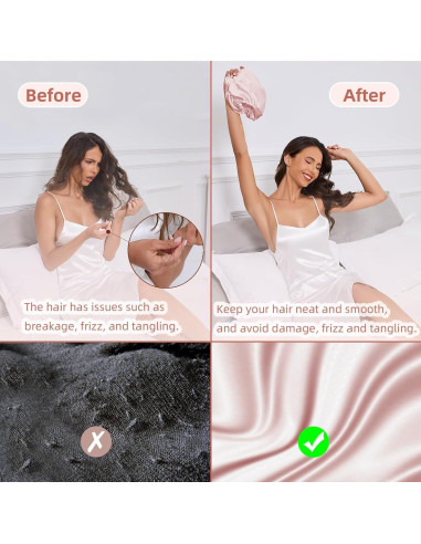 Bonete de Seda Satinada Ajustable Baqzqudnl - Rosa Unisex