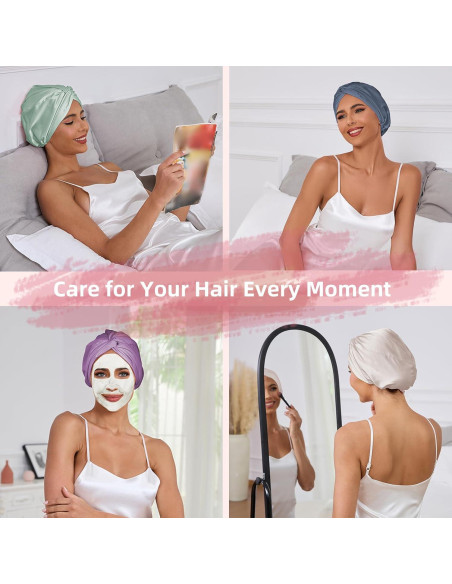 Bonete de Seda Satinada Ajustable Baqzqudnl - Rosa Unisex