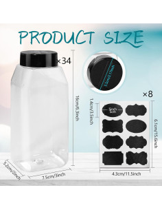 34 Tarros de Especias de Plástico SENONAPO 480 ml con Tapa Abatible 2