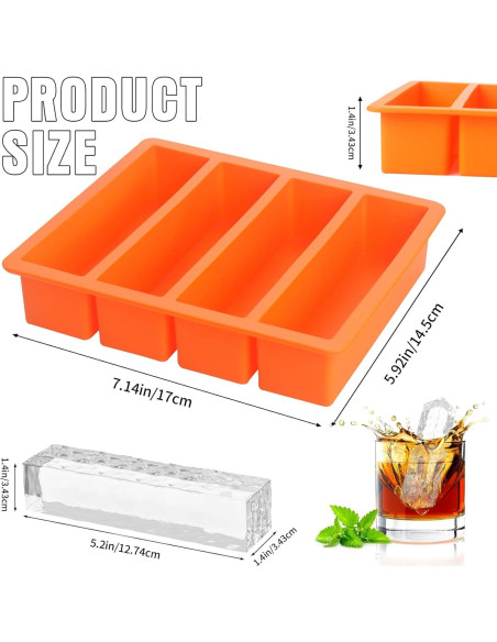 Bandeja de Hielo Grande Witice 2 Paquetes Silicona Naranja