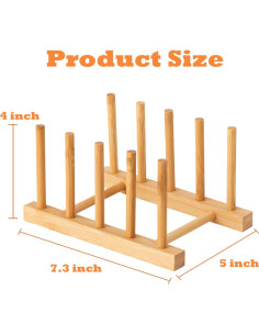 Soporte de Platos de Bambú Yuixoseu - Juego de 4, Ahorra Espacio 2