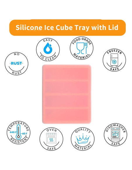 Bandeja de Hielo Grande Witice 2 Paquetes Silicona Naranja