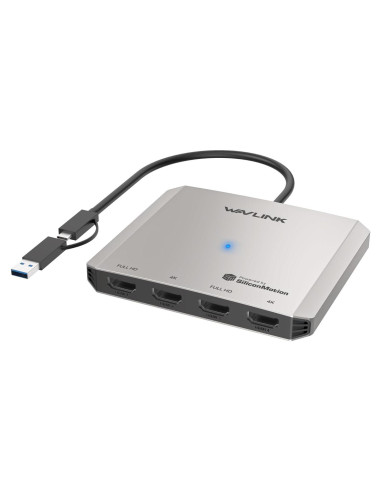 Divisor HDMI 4 Puertos WAVLINK USB-C 4K para Múltiples Monitores