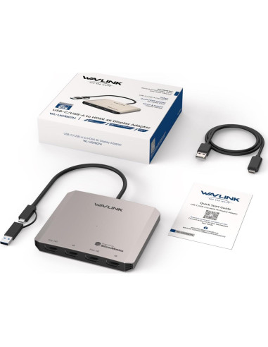 Divisor HDMI 4 Puertos WAVLINK USB-C 4K para Múltiples Monitores