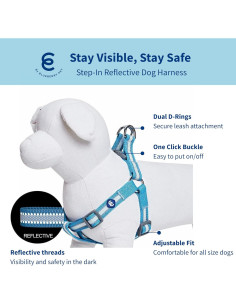 Arnés Reflectante Blueberry Pet Pequeño Azul Cielo 41.91-54.61 cm 2