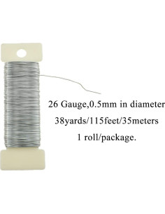 Alambre Floral HAHIYO 26 Gauge Plateado 35 Metros para Manualidades 2