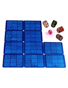 Kit de Estampado de Uñas 10 Placas + Estampador + Raspador