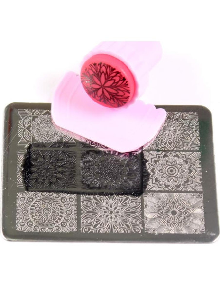 Kit de Estampado de Uñas 10 Placas + Estampador + Raspador