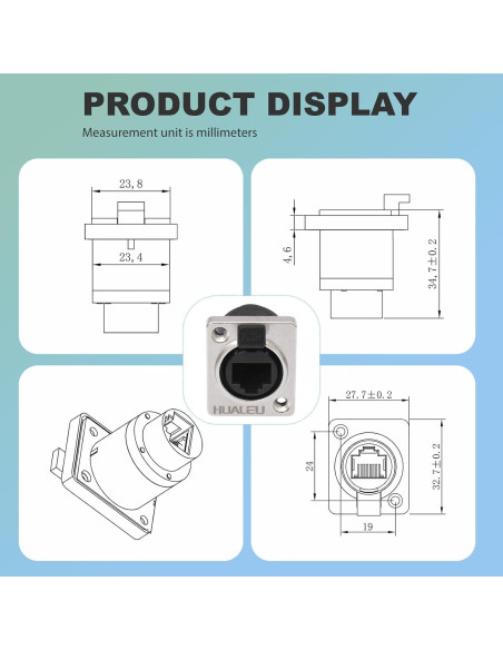 5 Acopladores RJ45 HUALEU Cat6 a Prueba de Agua - Montaje Panel