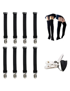 Clips de Medias Elásticas Ajustables WILLWIN - 8 Piezas Negras
