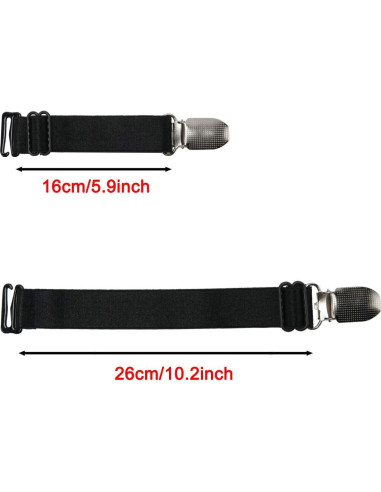 Clips de Medias Elásticas Ajustables WILLWIN - 8 Piezas Negras