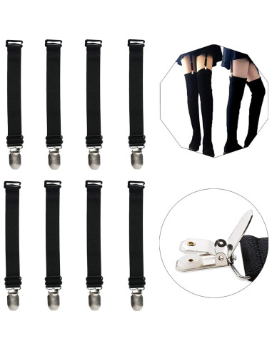 Clips de Medias Elásticas Ajustables WILLWIN - 8 Piezas Negras