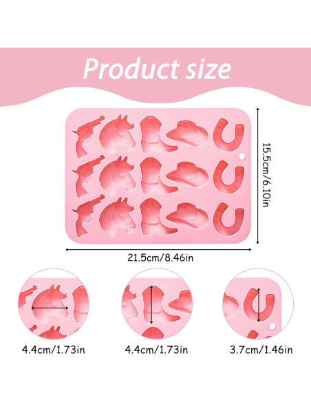 Molde de Hielo Cowboy Fchil QY207, Set de 2 Silicona Rosa