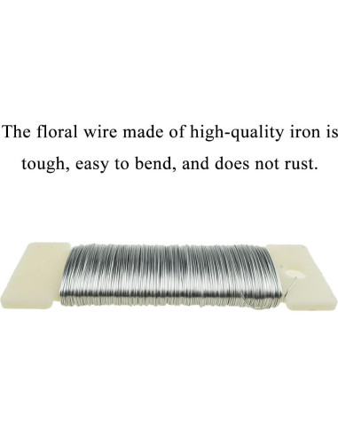 Alambre Floral HAHIYO 26 Gauge Plateado 35 Metros para Manualidades