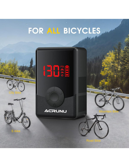 Bomba de Aire Eléctrica ACRUNU DDDQT 130PSI Portátil LED