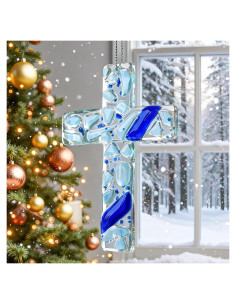 Cruz Colgante Cristiana H&D HYALINE & DORA Azul 10.16x7.62cm