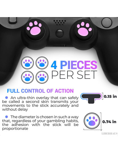 Garras de Gato Rosa LIBERHAUS para Joystick PS5 y PS4